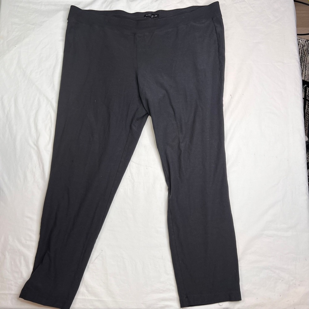 Eileen Fisher Gray Pull-On Cropped Pants Elastic Waist - Size XL A030324